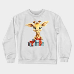 Baby Christmas Giraffe With Gift Crewneck Sweatshirt